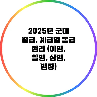 2025년 군대 월급, 계급별 봉급 정리 (이병, 일병, 상병, 병장)