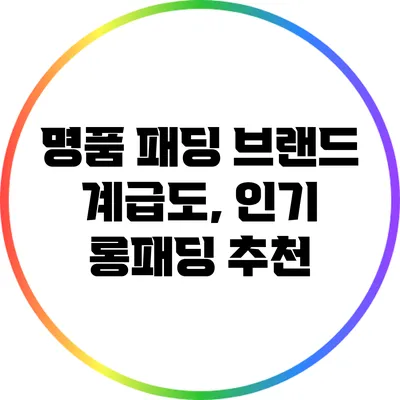 명품 패딩 브랜드 계급도, 인기 롱패딩 추천