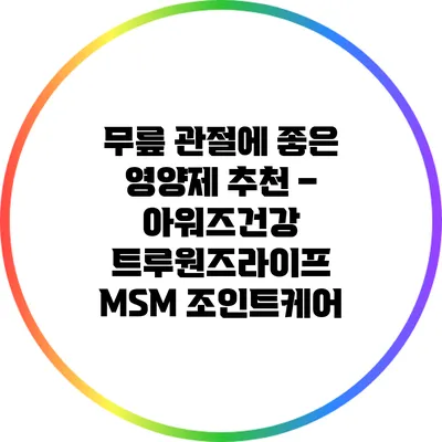 무릎 관절에 좋은 영양제 추천 – 아워즈건강 트루원즈라이프 MSM 조인트케어