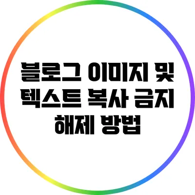 블로그 이미지 및 텍스트 복사 금지 해제 방법