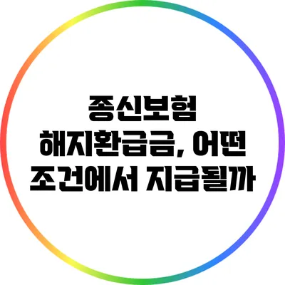 종신보험 해지환급금, 어떤 조건에서 지급될까?