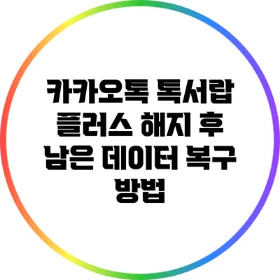 카카오톡 톡서랍 플러스 해지 후 남은 데이터 복구 방법