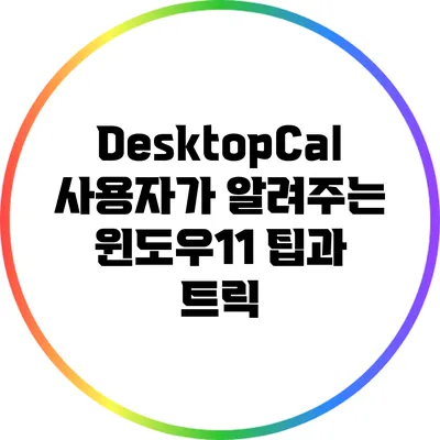 DesktopCal 사용자가 알려주는 윈도우11 팁과 트릭