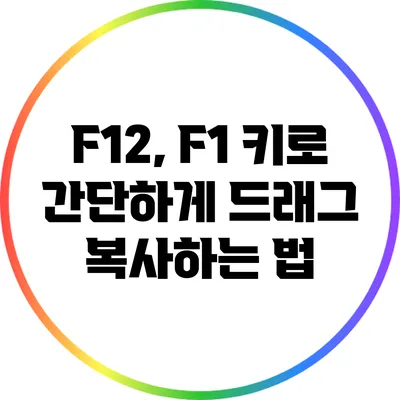 F12, F1 키로 간단하게 드래그 복사하는 법