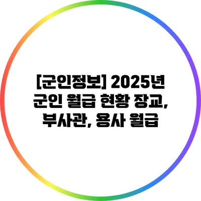 [군인정보] 2025년 군인 월급 현황: 장교, 부사관, 용사 월급