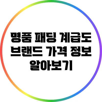 명품 패딩 계급도 브랜드 가격 정보 알아보기