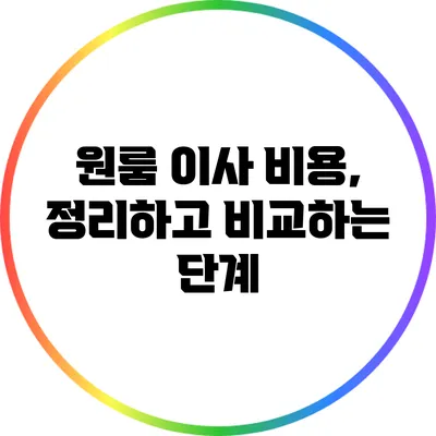 원룸 이사 비용, 정리하고 비교하는 단계