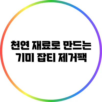 천연 재료로 만드는 기미 잡티 제거팩