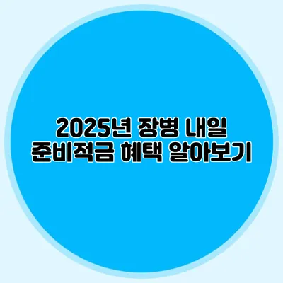 2025년 장병 내일 준비적금 혜택 알아보기