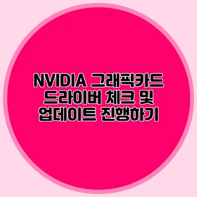 NVIDIA 그래픽카드 드라이버 체크 및 업데이트 진행하기