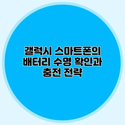 갤럭시 스마트폰의 배터리 수명 확인과 충전 전략