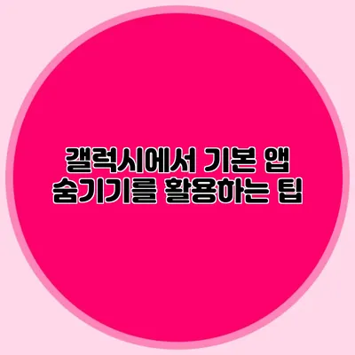 갤럭시에서 기본 앱 숨기기를 활용하는 팁