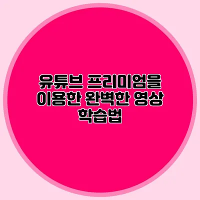 유튜브 프리미엄을 이용한 완벽한 영상 학습법