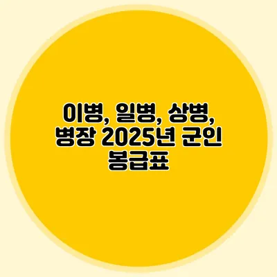 이병, 일병, 상병, 병장: 2025년 군인 봉급표