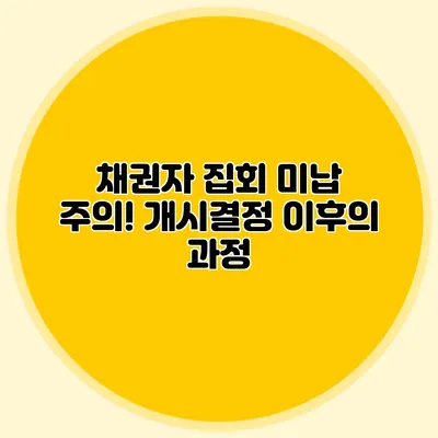 채권자 집회 미납 주의! 개시결정 이후의 과정