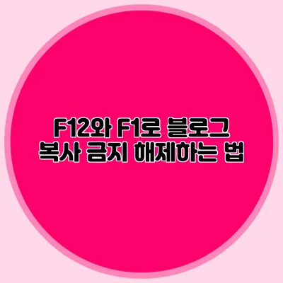 F12와 F1로 블로그 복사 금지 해제하는 법