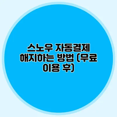 스노우 자동결제 해지하는 방법 (무료 이용 후)