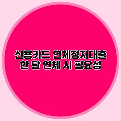 신용카드 연체정지대출: 한 달 연체 시 필요성