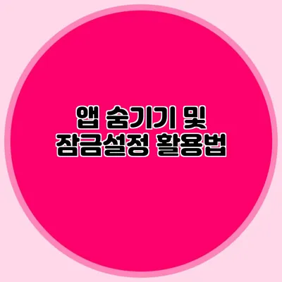 앱 숨기기 및 잠금설정 활용법