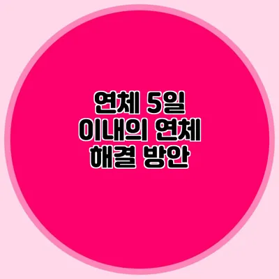 연체 5일 이내의 연체 해결 방안