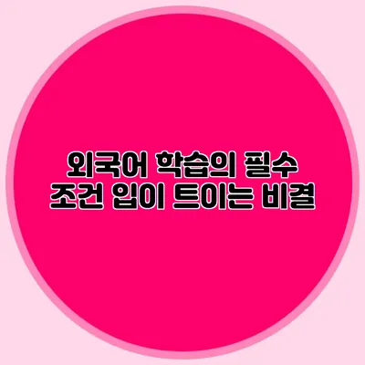 외국어 학습의 필수 조건 입이 트이는 비결