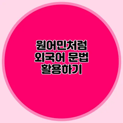 원어민처럼 외국어 문법 활용하기