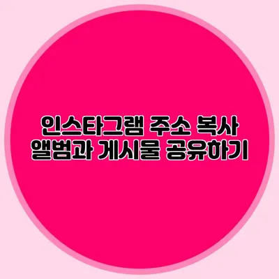 인스타그램 주소 복사 앨범과 게시물 공유하기