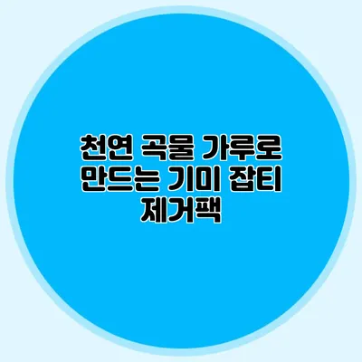 천연 곡물 가루로 만드는 기미 잡티 제거팩